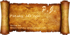 Pataky János névjegykártya